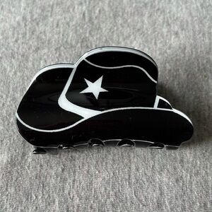 NEW Western Cowboy Hat Hair Claw Clip Black w/White Star (1pcs)